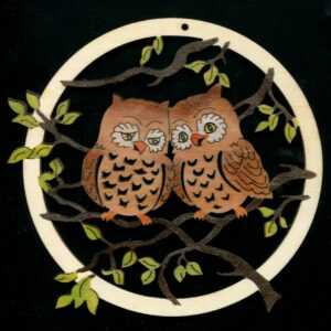 AMADEA Dřevěná ozdoba barevná sovy v kolečku 18 cm Bedario-cz