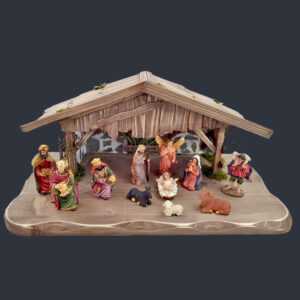 AMADEA Dřevěný šedohnědý betlém s figurkami 45 cm Bedario-cz