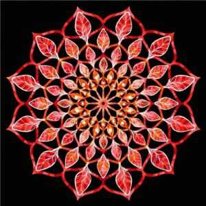 AMADEA Dřevěná dekorace mandala červená 9 cm Bedario-cz