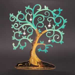 AMADEA Dřevěný 3D strom zelený s bílými ozdobami