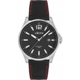 Pánské hodinky se safírovým sklem LAVVU LWM0165 NORDKAPP Black / Top Grain LeatherLavvu