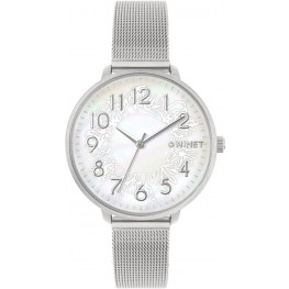 MINET MWL5147 Stříbrné dámské hodinky PRAGUE Silver Flower Mesh s číslyMinet