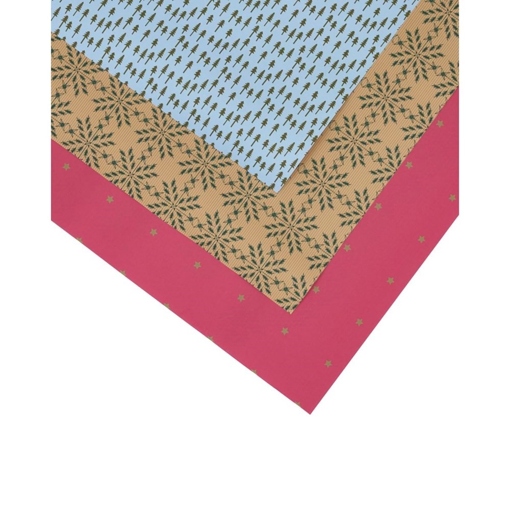 House Doctor Dárkový balící papír CRAFTY SET/3ks modrá-hnědá-červená House Doctor