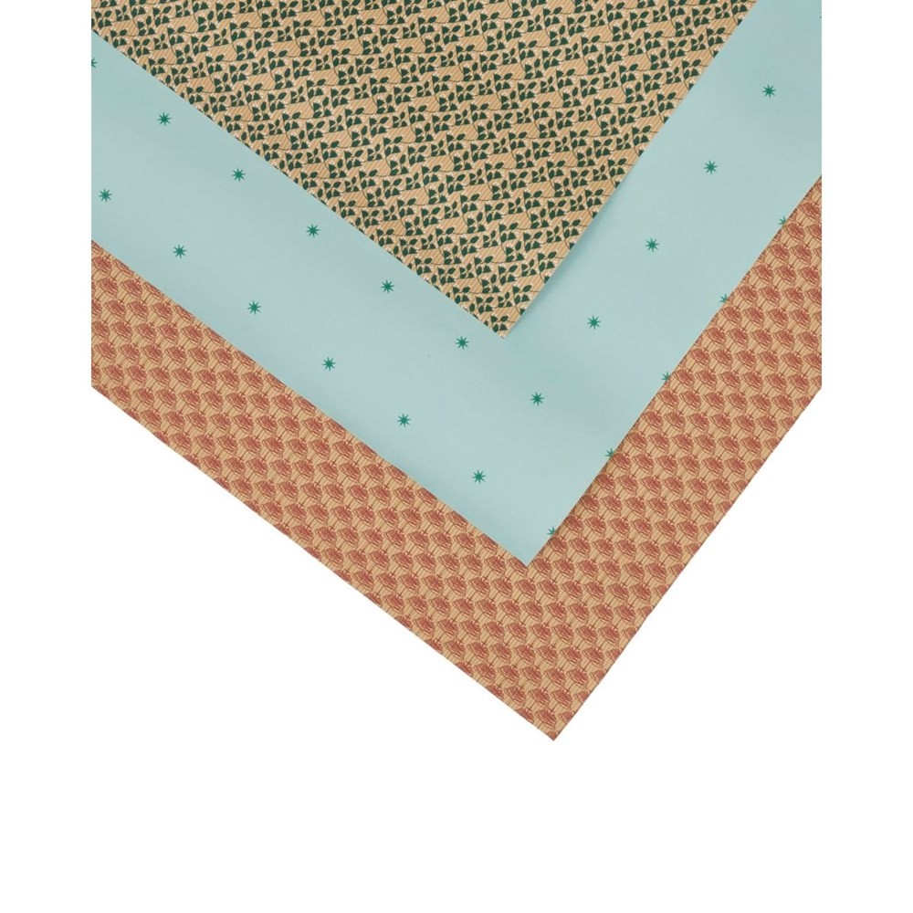 House Doctor Dárkový balící papír CRAFTY SET/3ks tyrkysová-hnědá House Doctor