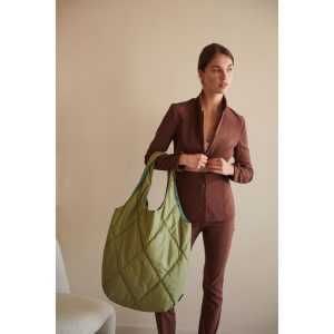 RILLA Prošívaná puffy taška CARMEL Tinne+Mia z um. kůže zelená RILLA