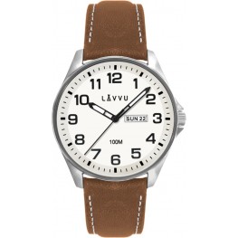 Ocelové pánské hodinky LAVVU LWM0143 BERGEN White / Top Grain LeatherLavvu