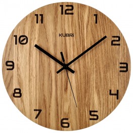 KUBRi HRC0029 - Dubové hodiny řízené signálem s tichým chodemKUBRi