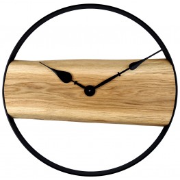 KUBRi 1003B - Robustní 60 cm velké hodiny z masivního dubu s kovovým rámemKUBRi