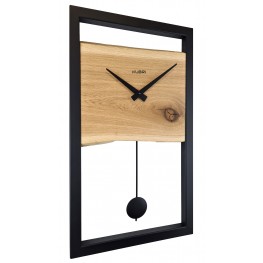 KUBRi 0140A - Kyvadlové hodiny české výroby s robustním kovovým rámem a dubovou základnouKUBRi
