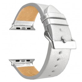 Stříbrný kožený řemínek MINET Top Grain pro APPLE WATCH 42-44 mm MSXAZS2Lavvu
