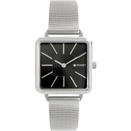 MINET MWL5117 Stříbrno-černé dámské hodinky OXFORD SILVER BLACK MESHMinet