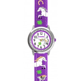 CLOCKODILE Fialové dívčí dětské hodinky a kamínky KONÍK CWG5130CLOCKODILE