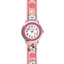 CLOCKODILE Růžové dívčí dětské hodinky KOČKY CWG5141CLOCKODILE
