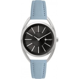 MINET Stříbrné dámské hodinky ICON BLUE NOBUCK s koženým řemínkem MWL5097Minet