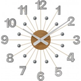 VLAHA Dřevěné šedé hodiny s kameny DESIGN VCT1084Vlaha