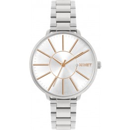 MINET Stříbrné dámské hodinky PRAGUE s rose gold indexy MWL5179Minet