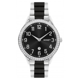MINET Stříbrno-černé dámské hodinky AVENUE s čísly MWL5301Minet