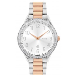 MINET Stříbrno-růžové dámské hodinky AVENUE s čísly MWL5303Minet