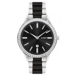 MINET Stříbrno-černé dámské hodinky AVENUE MWL5307Minet