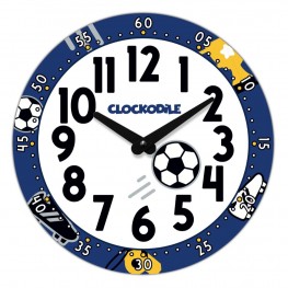 CLOCKODILE Dětské nástěnné hodiny modré - fotbal 25cm CCT0032CLOCKODILE