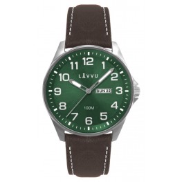 LAVVU Ocelové pánské hodinky BERGEN Green se svítícími čísly LWM0147Lavvu