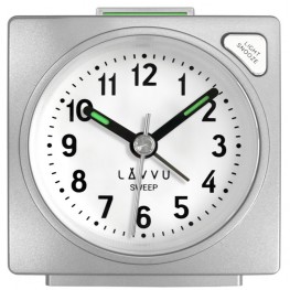 LAVVU LAS3046 - Stříbrný budík SWEEP s plynulým chodem - 3 ROKY ZÁRUKA!Lavvu