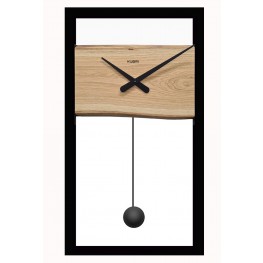 KUBRi 0140B - Kyvadlové hodiny české výroby s robustním kovovým rámem a dubovou základnouKUBRi