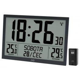 JVD RB9412.1 - Velké digitální hodiny s názvem dne v češtině a venkovní teplotouJVD