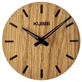 KUBRi 0013E - miniaturní dubové hodiny české výroby s tichým chodemKUBRi