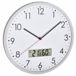 Analogové nástěnné hodiny s digitálním teploměrem a vlhkoměrem TFA 60.3048.02TFA