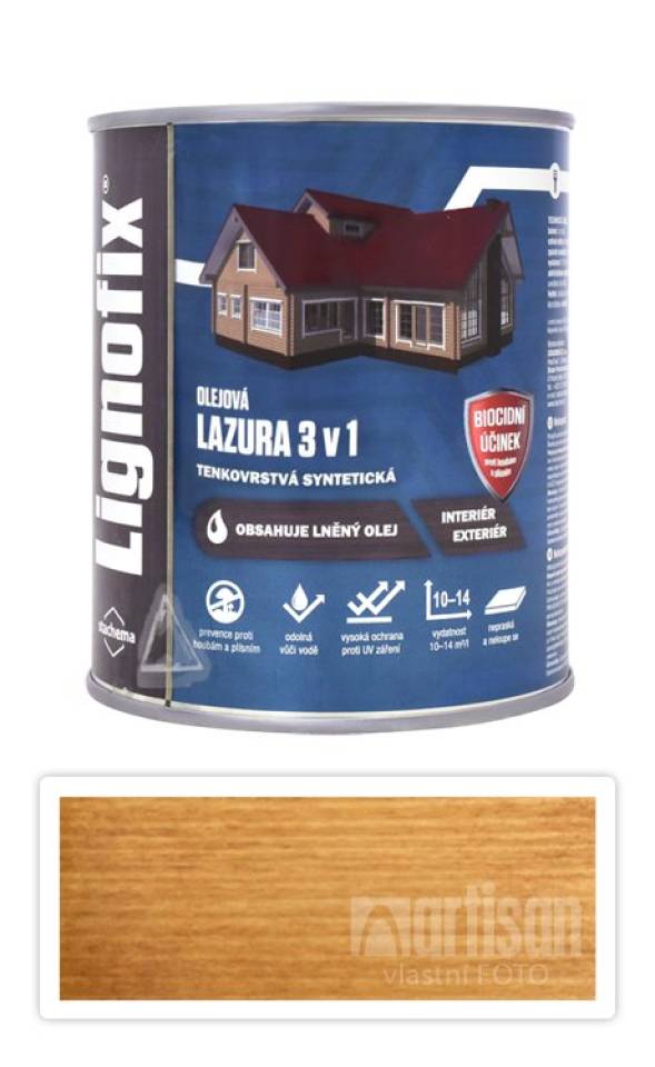 Lignofix LAZURA 3v1 - olejová lazura s biocidem 0.6 l Dub Stachema