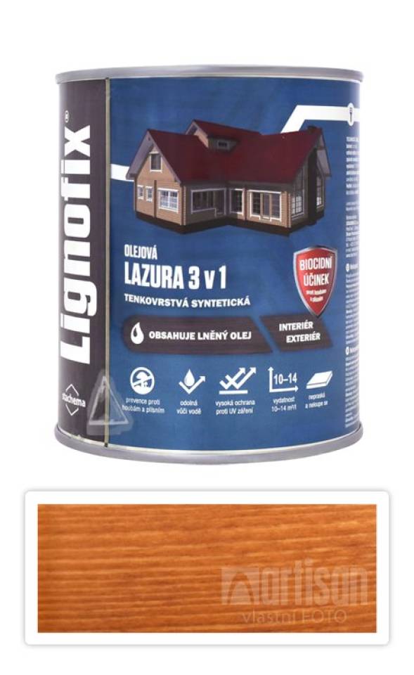 Lignofix LAZURA 3v1 - olejová lazura s biocidem 0.6 l Mahagon Stachema