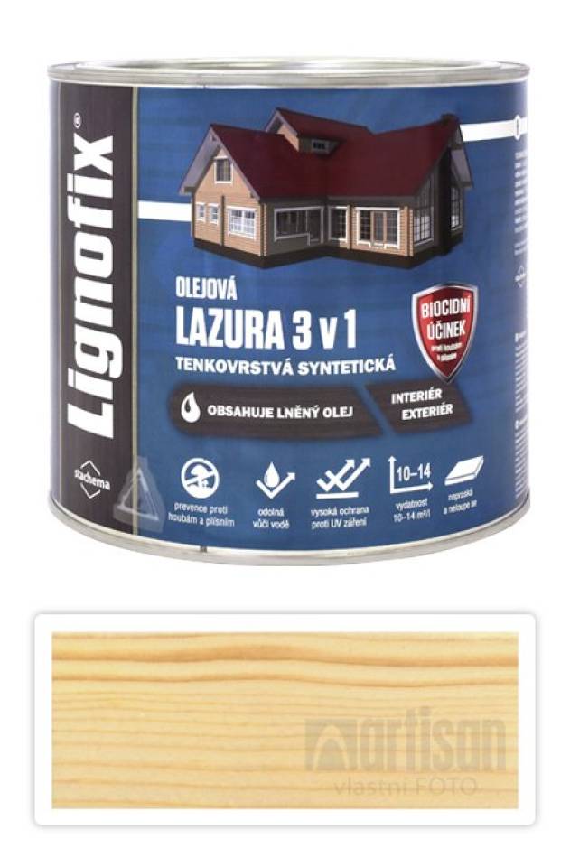 Lignofix LAZURA 3v1 - olejová lazura s biocidem 2.2 l Bezbarvá Stachema