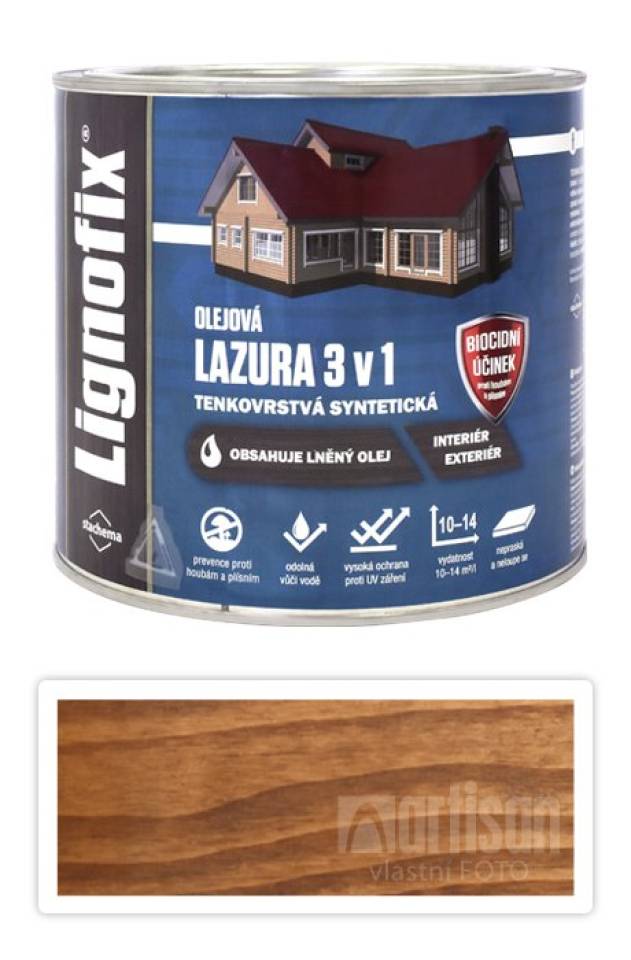 Lignofix LAZURA 3v1 - olejová lazura s biocidem 2.2 l Ořech Stachema