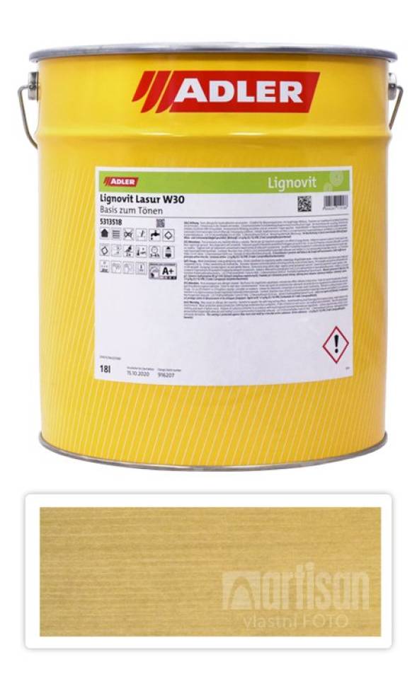 ADLER Lignovit Lasur - vodou ředitelná lazura na dřevo v exteriéru 18 l Sandbeige / Pískově béžová 53155 ADLER