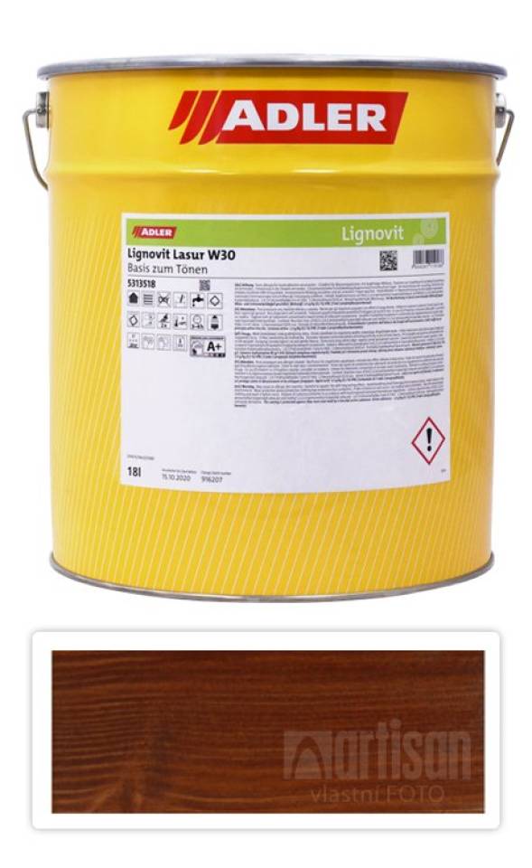 ADLER Lignovit Lasur - vodou ředitelná lazura na dřevo v exteriéru 18 l Teak 53140 ADLER