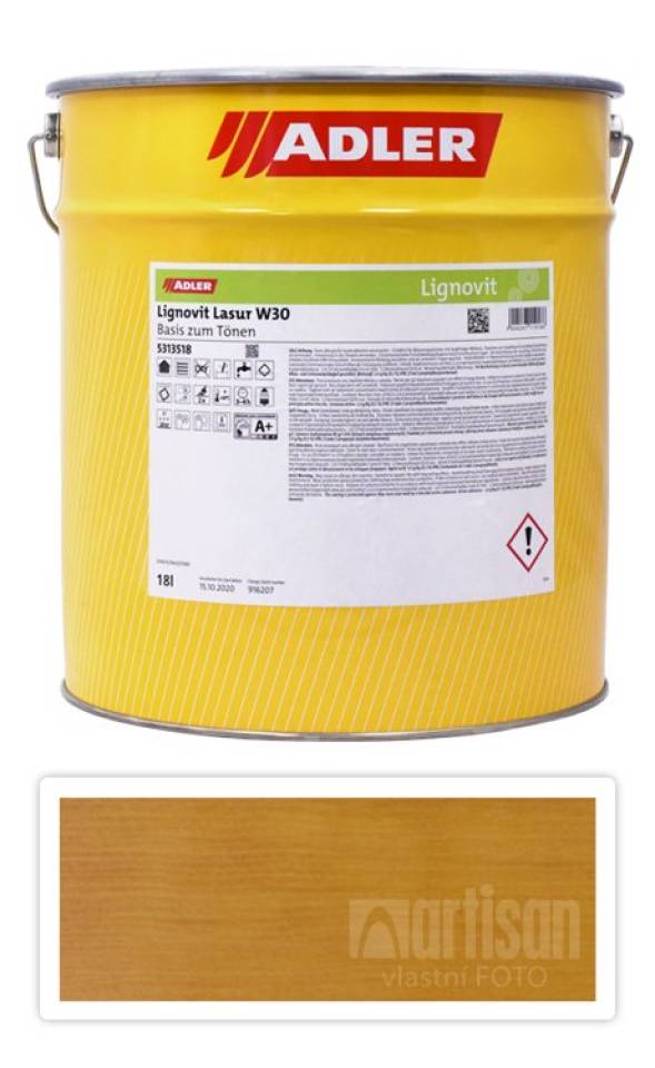 ADLER Lignovit Lasur - vodou ředitelná lazura na dřevo v exteriéru 18 l Vrba 53136 ADLER