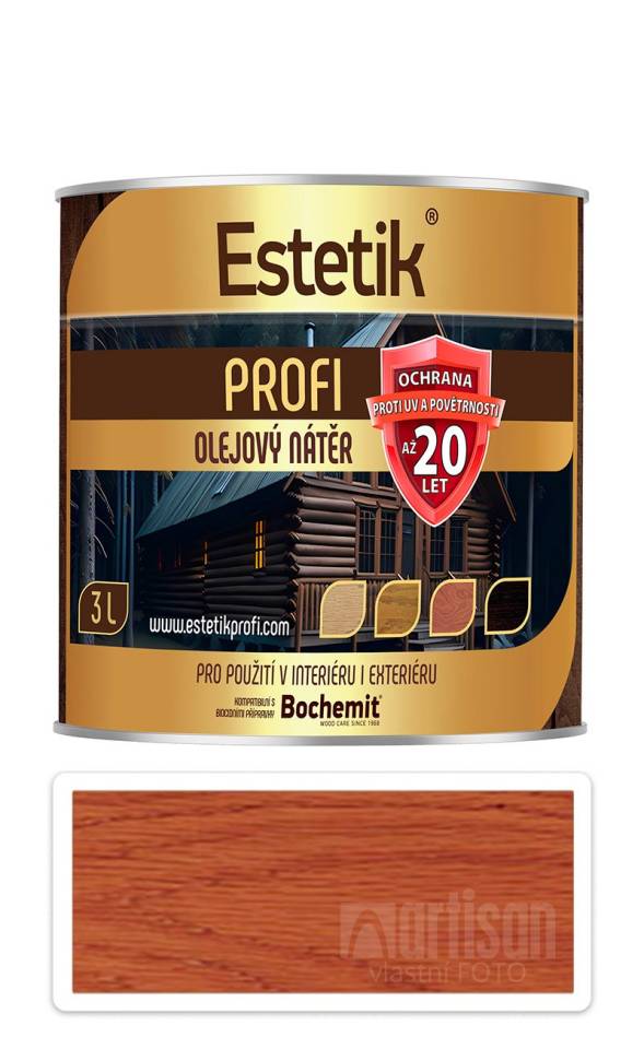 ESTETIK Profi - extrémně odolná olejová lazura 3 l Teak BOCHEMIT