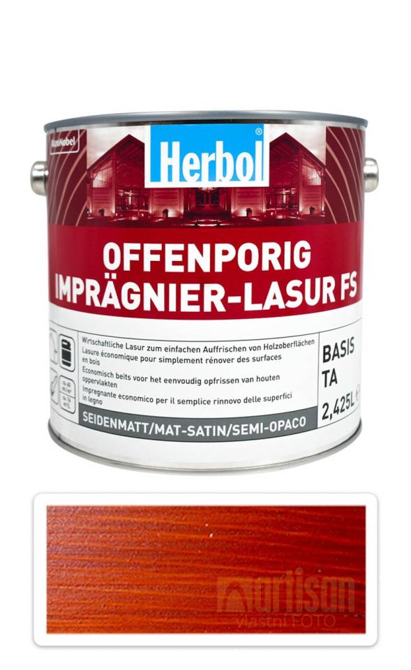HERBOL Offenporig Impragnier-Lasur FS - impregnační lazura na dřevo 2.5 l Mahagon HERBOL