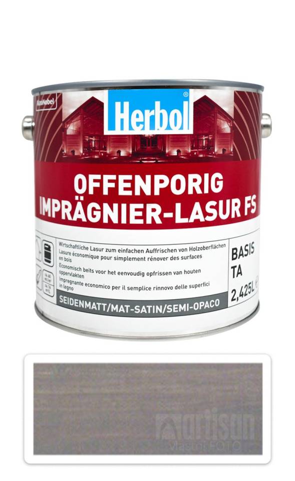 HERBOL Offenporig Impragnier-Lasur FS - impregnační lazura na dřevo 2.5 l Středně šedá HERBOL