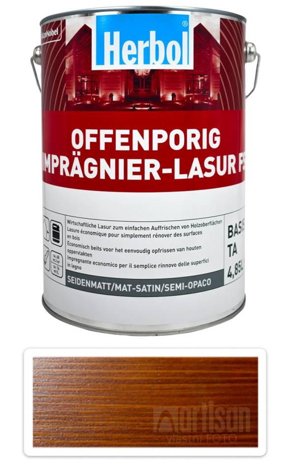 HERBOL Offenporig Impragnier-Lasur FS - impregnační lazura na dřevo 5 l Ořech HERBOL