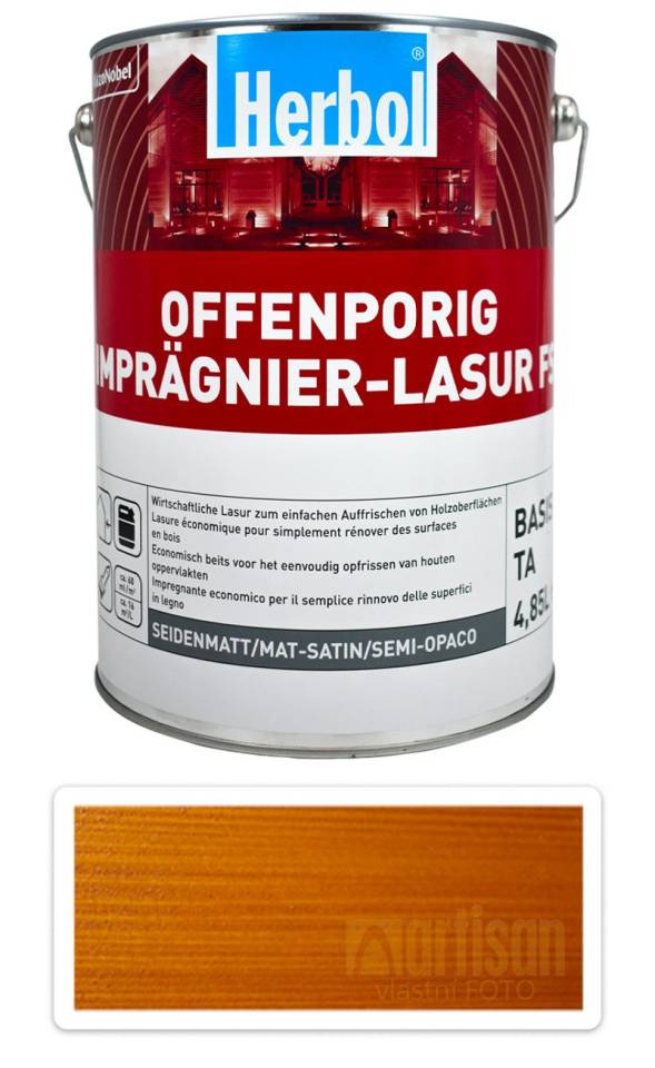 HERBOL Offenporig Impragnier-Lasur FS - impregnační lazura na dřevo 5 l Pinie HERBOL