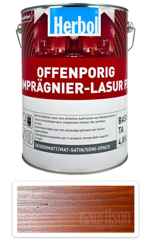 HERBOL Offenporig Impragnier-Lasur FS - impregnační lazura na dřevo 5 l Teak HERBOL