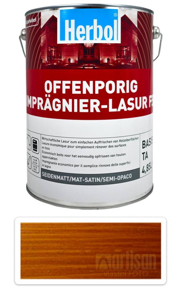 HERBOL Offenporig Impragnier-Lasur FS - impregnační lazura na dřevo 5 l Vlašský ořech HERBOL