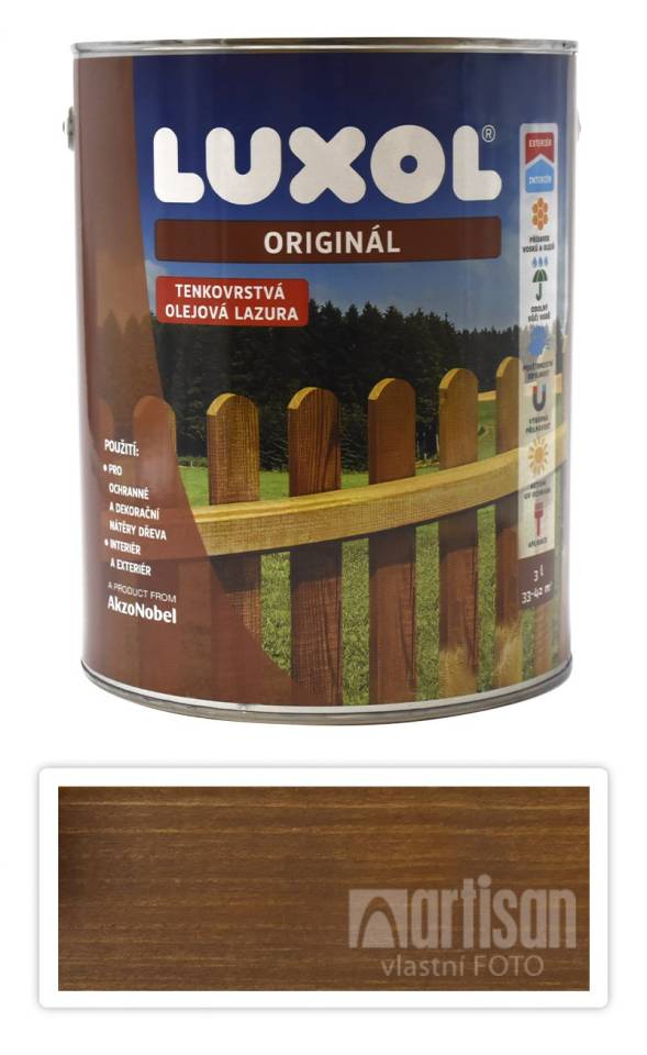 LUXOL Originál - dekorativní tenkovrstvá lazura na dřevo 3 l Indický týk (20 % zdarma) LUXOL