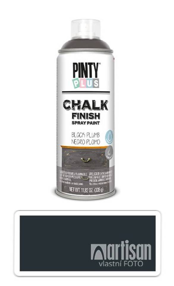 PINTYPLUS CHALK - křídová barva ve spreji na různé povrchy 400 ml Černá CK799 PINTYPLUS