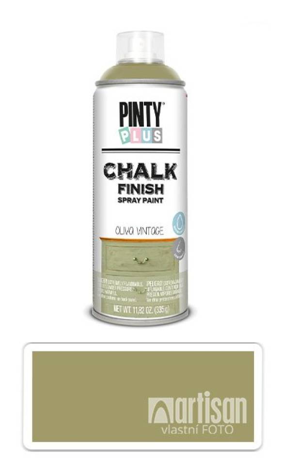 PINTYPLUS CHALK - křídová barva ve spreji na různé povrchy 400 ml Olivově zelená CK803 PINTYPLUS