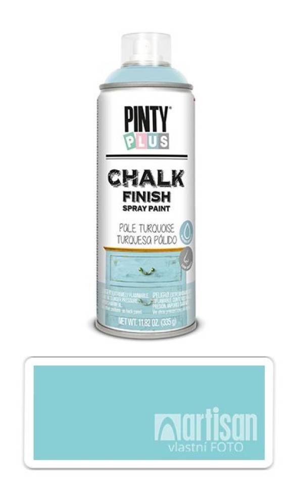 PINTYPLUS CHALK - křídová barva ve spreji na různé povrchy 400 ml Světle tyrkysová CK796 PINTYPLUS