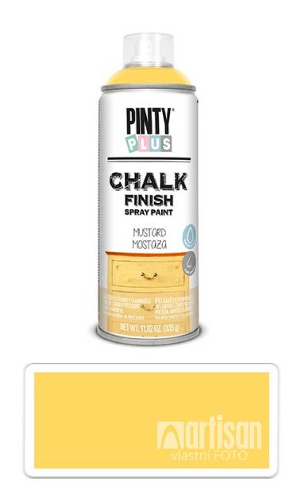 PINTYPLUS CHALK - křídová barva ve spreji na různé povrchy 400 ml Žlutá hořčičná CK801 PINTYPLUS