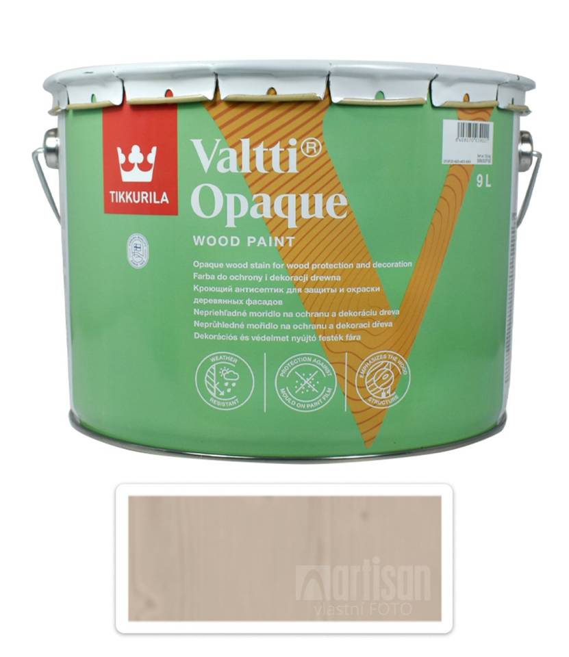 TIKKURILA Valtti Opaque - polomatná krycí barva na dřevo 9 l Q643 TIKKURILA